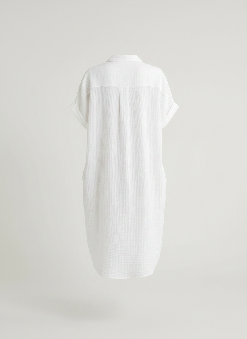 Juliette shirt dress in white, back