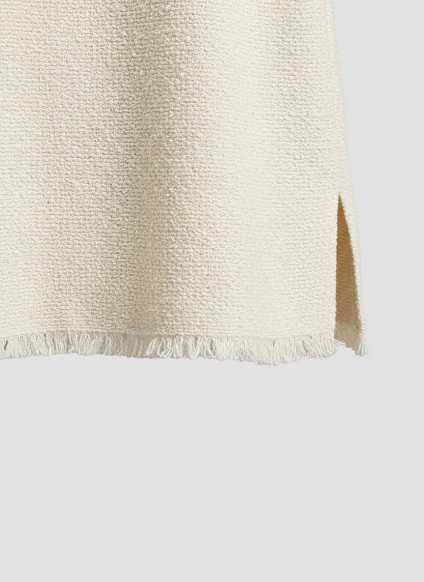 Women's Ramie Knit Tank Top Tassel Backless - frayed tassel hem detail