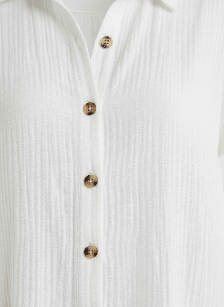 Juliette shirt dress fabric and button detail
