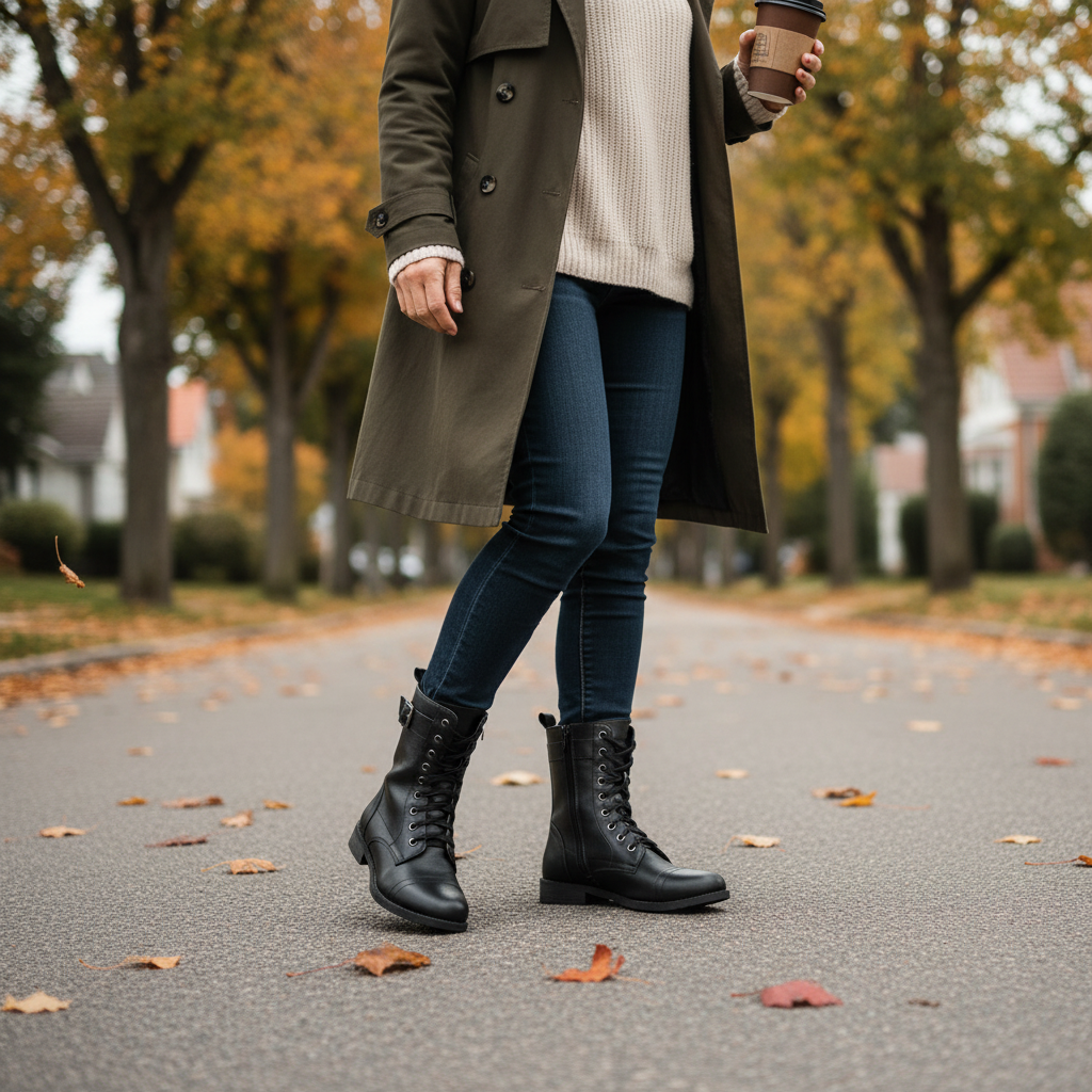 Karyssah | Women's Cushioned Lace-Up Leather Ankle Boots