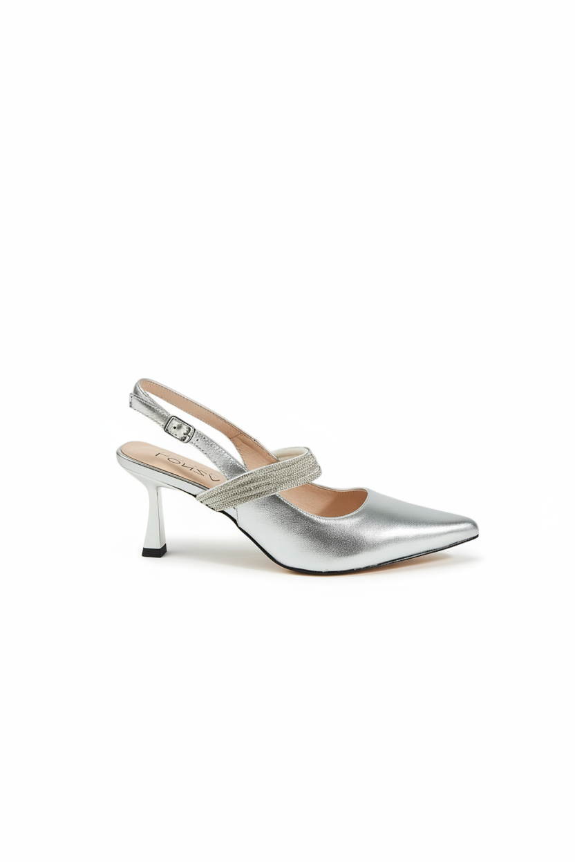 Kelis | Women's Metallic Strappy Heeled Sandals in Silver