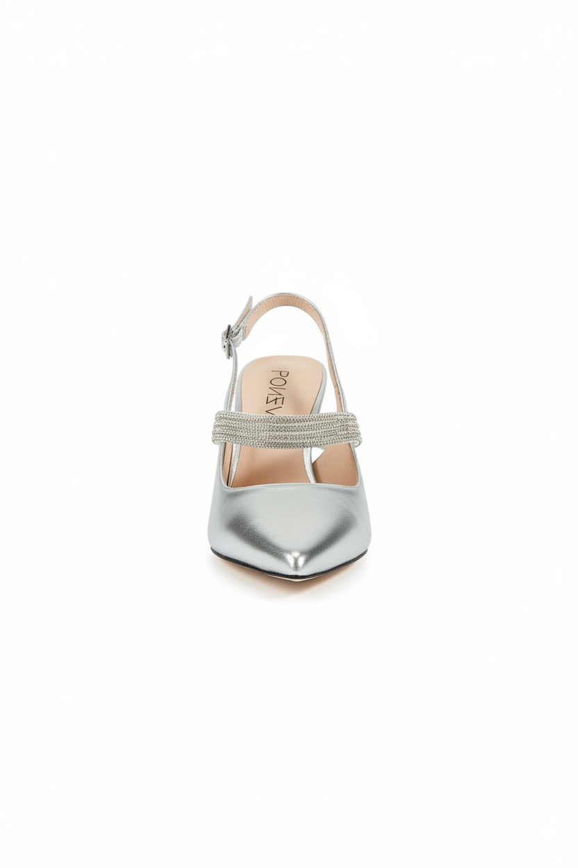 Kelis | Women's Metallic Strappy Heeled Sandals in Silver