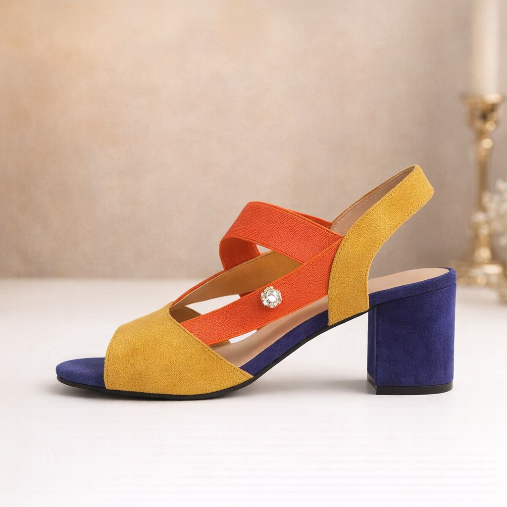 Linda | Women's Open Toe Block Heel Pumps