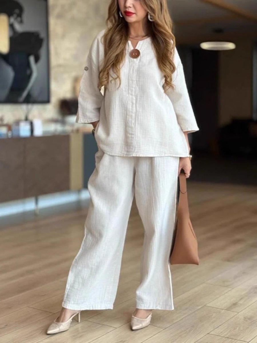 Linnea | Women's 3/4 Sleeve Tunic & Wide Leg Palazzo Pants Set