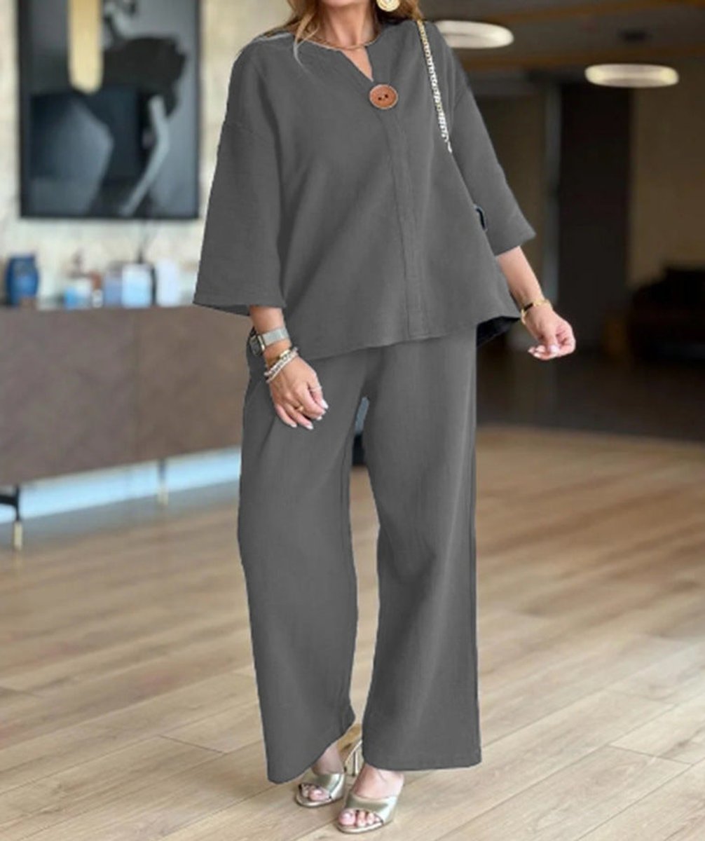 Linnea | Women's 3/4 Sleeve Tunic & Wide Leg Palazzo Pants Set