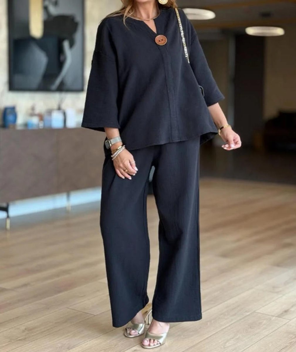 Linnea | Women's 3/4 Sleeve Tunic & Wide Leg Palazzo Pants Set