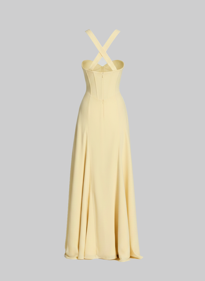Loretta yellow maxi dress crossback view