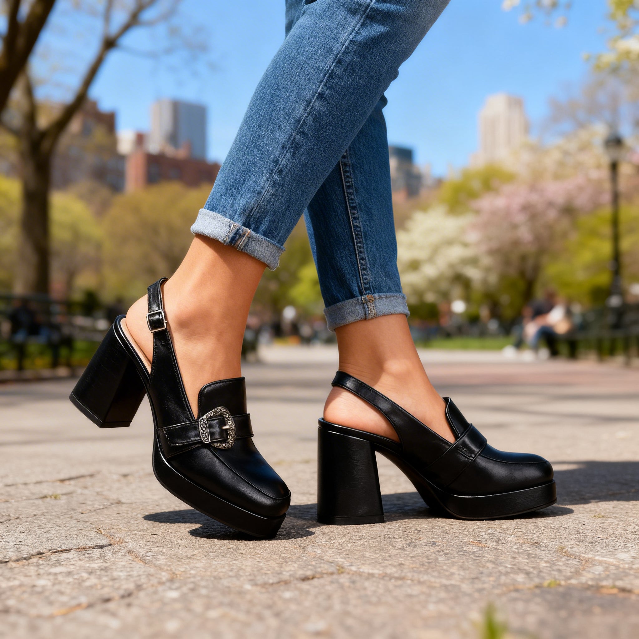 Lourdes | Women's Platform Slingback Block Heel Loafer