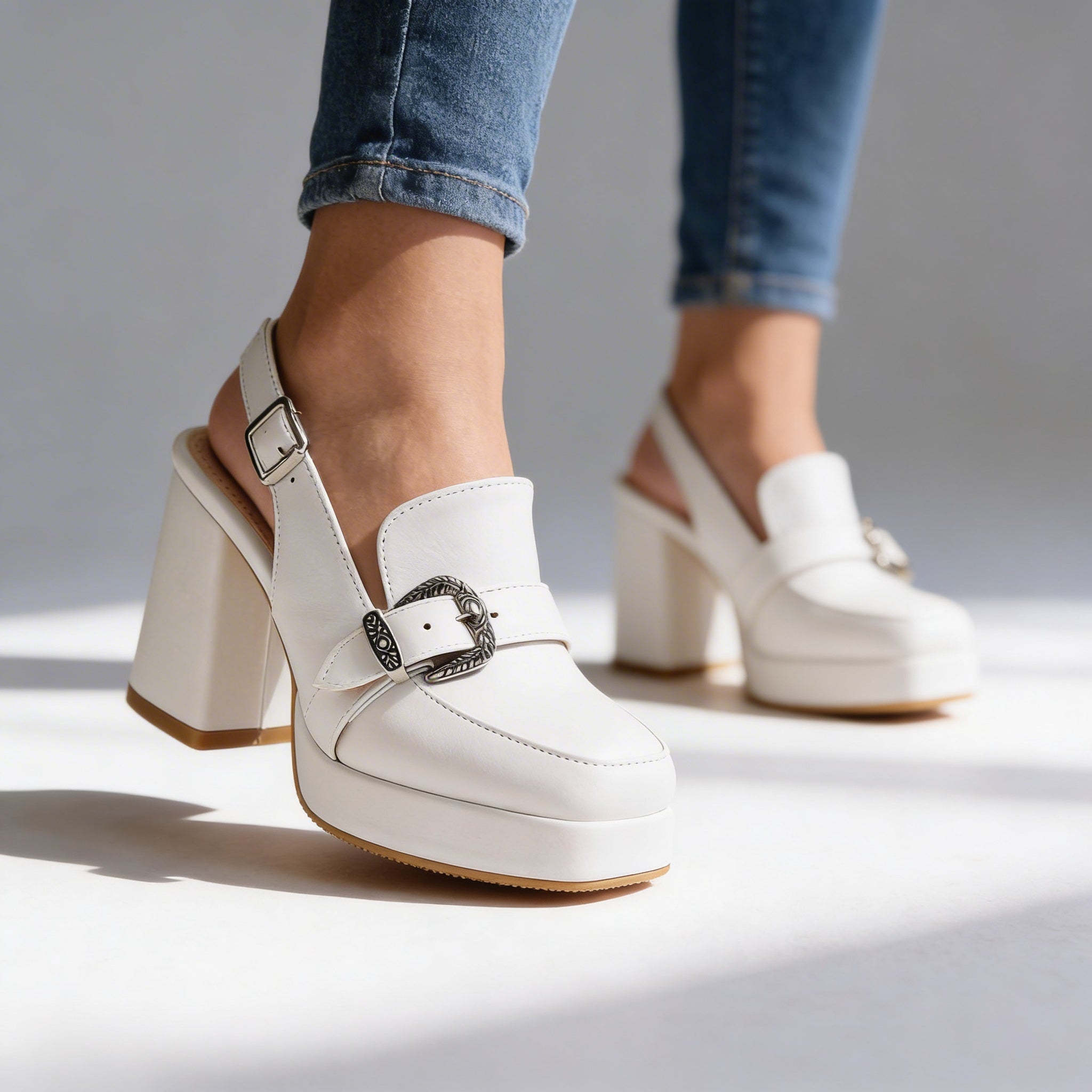 Lourdes | Women's Platform Slingback Block Heel Loafer