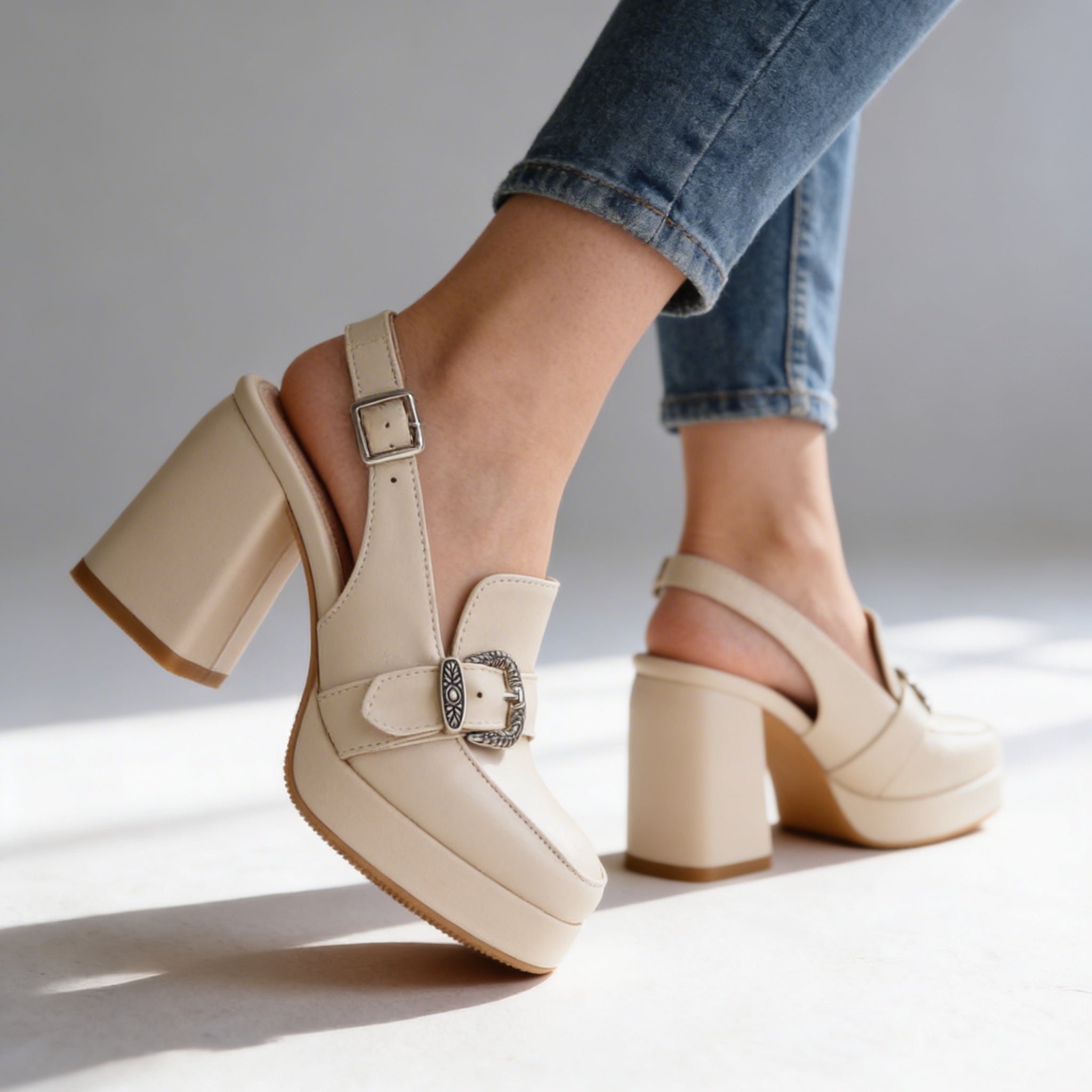 Lourdes | Women's Platform Slingback Block Heel Loafer