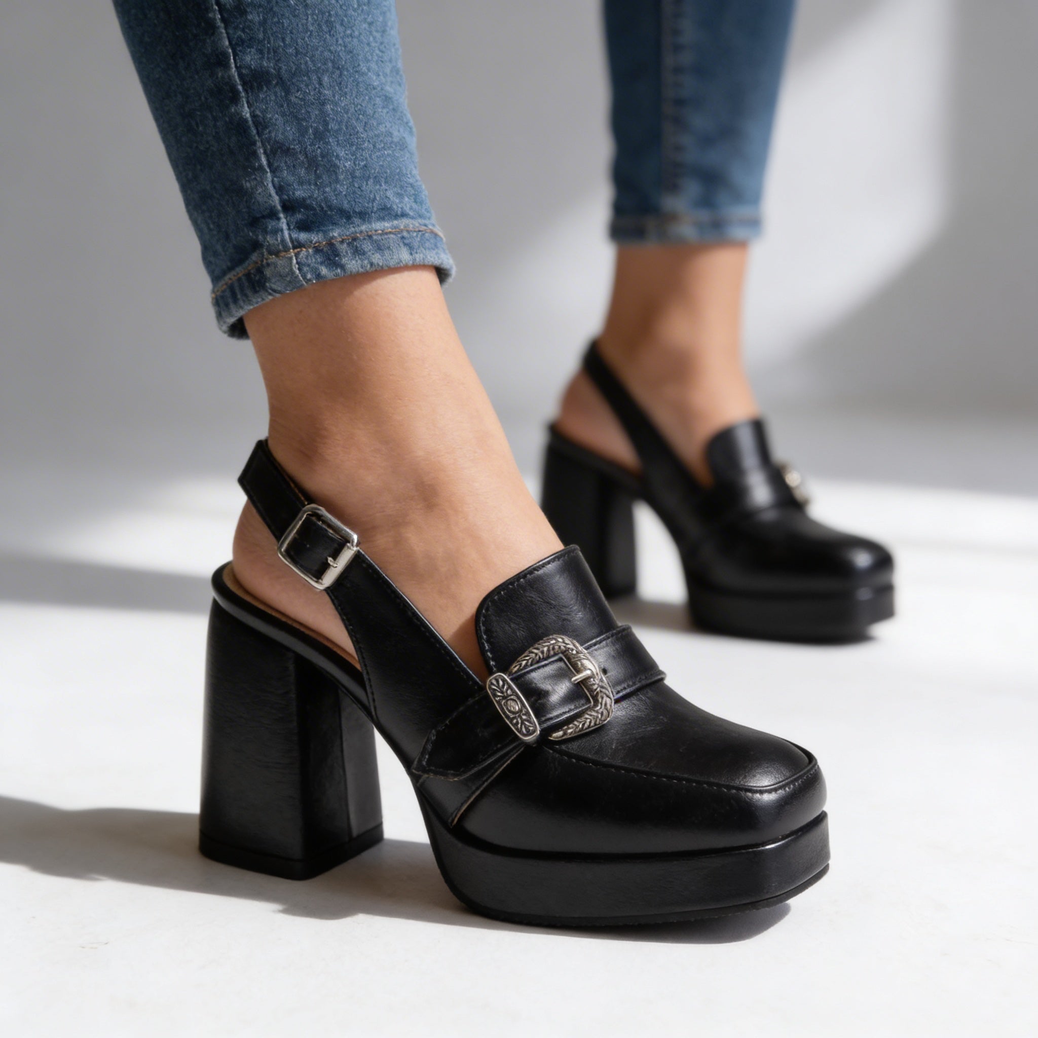 Lourdes | Women's Platform Slingback Block Heel Loafer