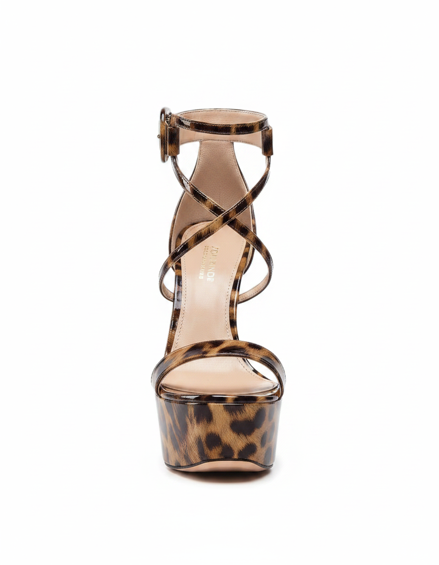 Lyla | Women's Leopard Print Cross Strap Platform Sandals