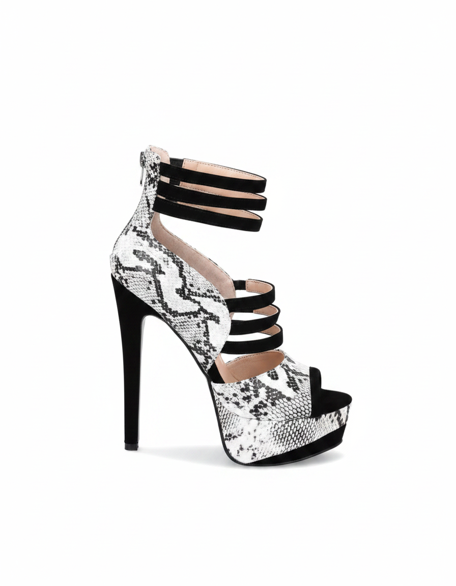 Mira | Women's Snake Print Platform Heeled Sandals