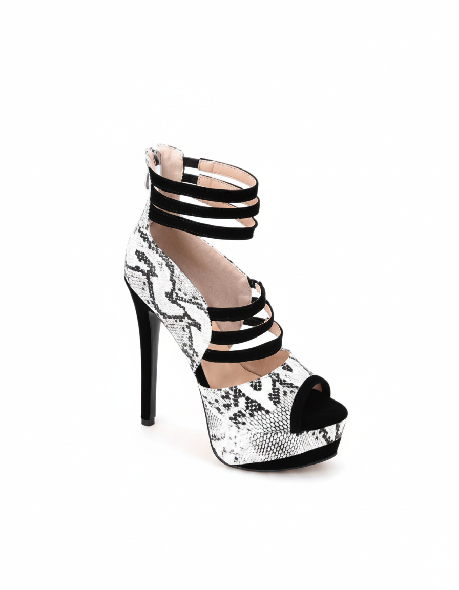Mira | Women's Snake Print Platform Heeled Sandals