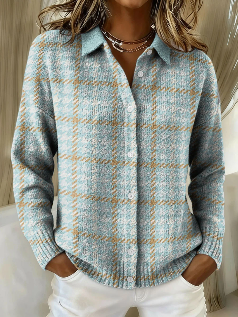 Pemba | Women's Plaid Collared Button-Down Cardigan