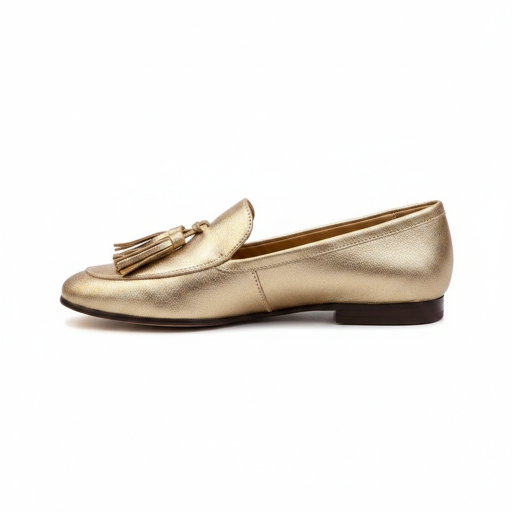 Reese | Women's Metallic Tassel Moccasin Loafers in Gold