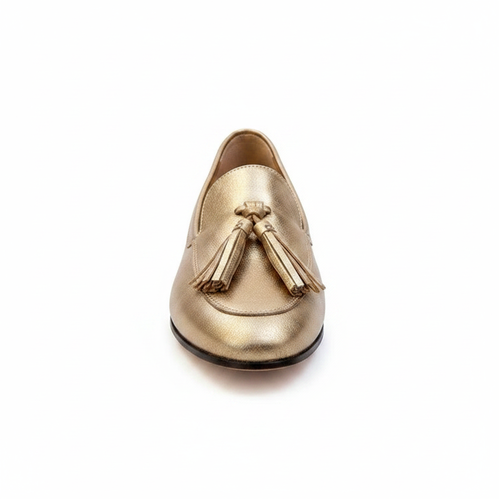 Reese | Women's Metallic Tassel Moccasin Loafers in Gold