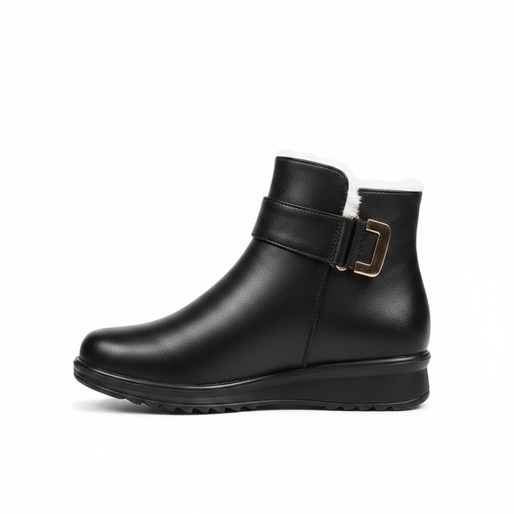 Rhovelyn | Women's Wide Fit Zip-Up Leather Ankle Boots