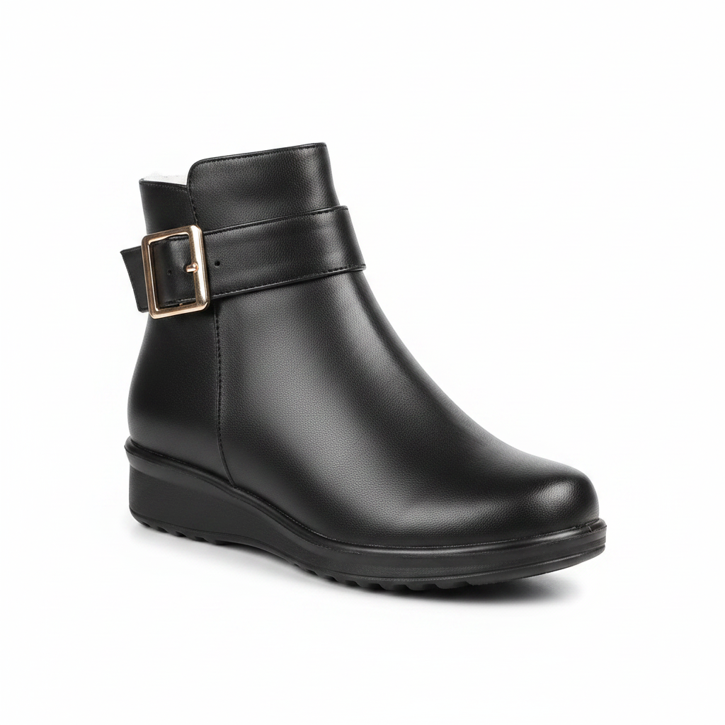 Rhovelyn | Women's Wide Fit Zip-Up Leather Ankle Boots