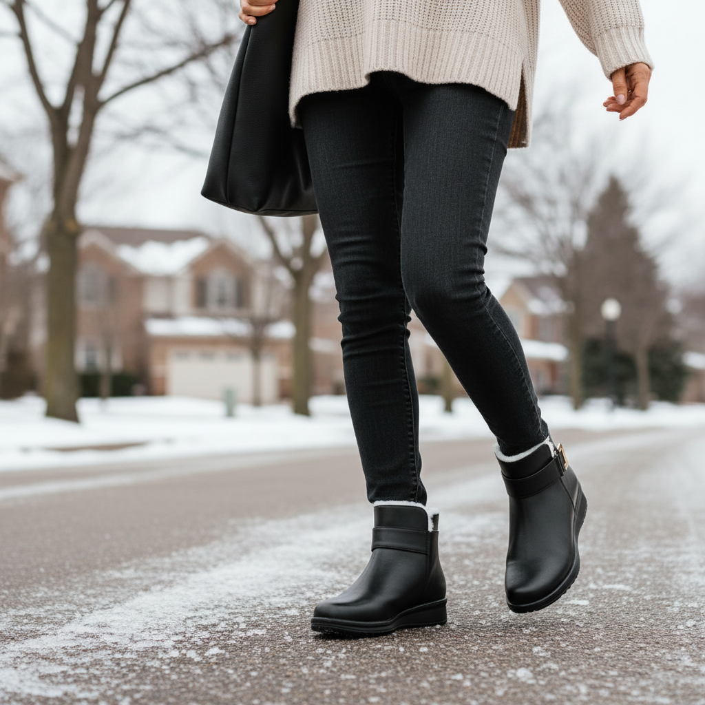Rhovelyn | Women's Wide Fit Zip-Up Leather Ankle Boots