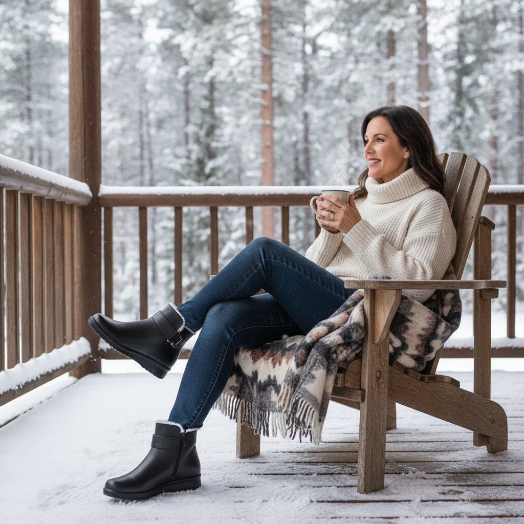 Rhovelyn | Women's Wide Fit Zip-Up Leather Ankle Boots