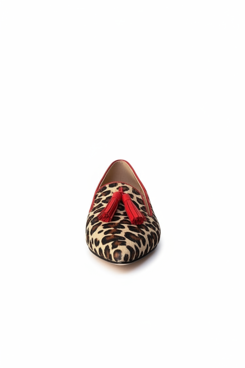 Simone | Women's Pointed Toe Tassel Loafers in Red