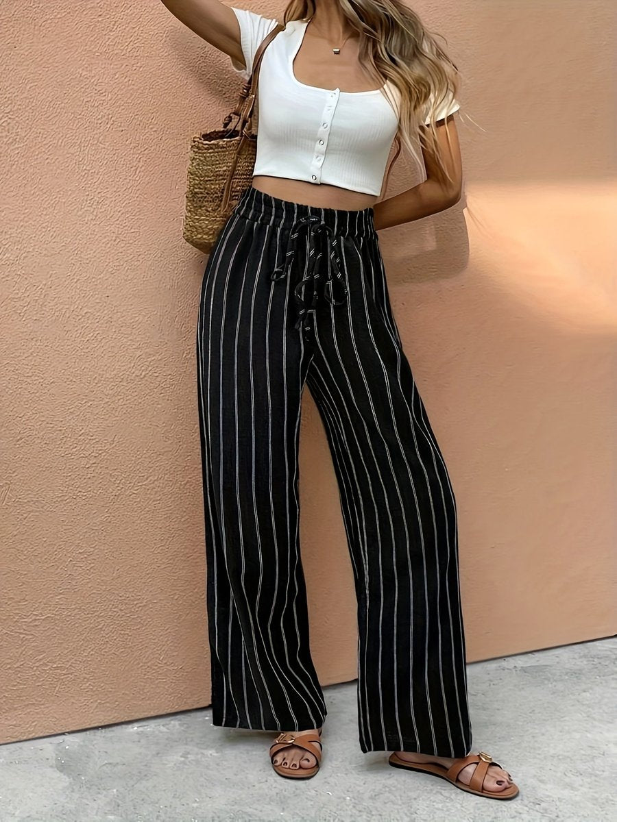 Tavita | Women's Striped Wide Leg Drawstring Pants