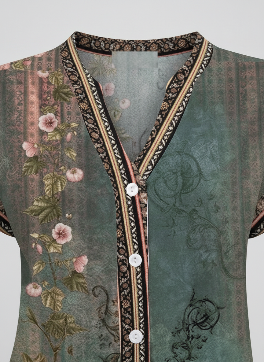Wilhelmina blouse V-neck print detail