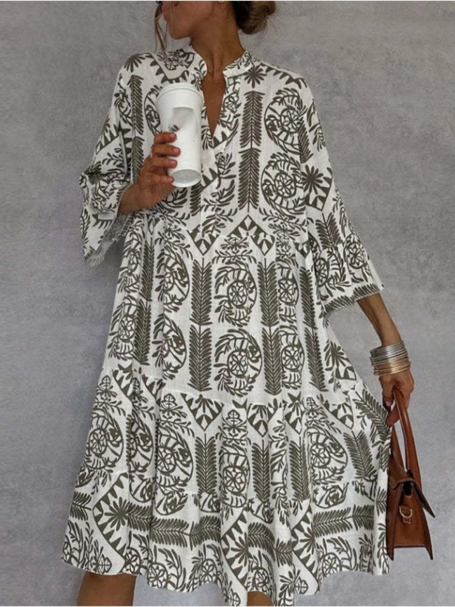 Xanthe | Women's Printed Collared Shirt Dress